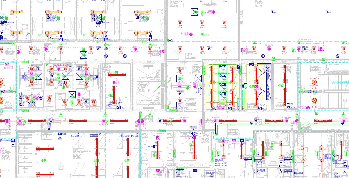 Technischer Planausschnitt von Vertron Systems für Elektrotechnik, BIM und technische Fachplanung